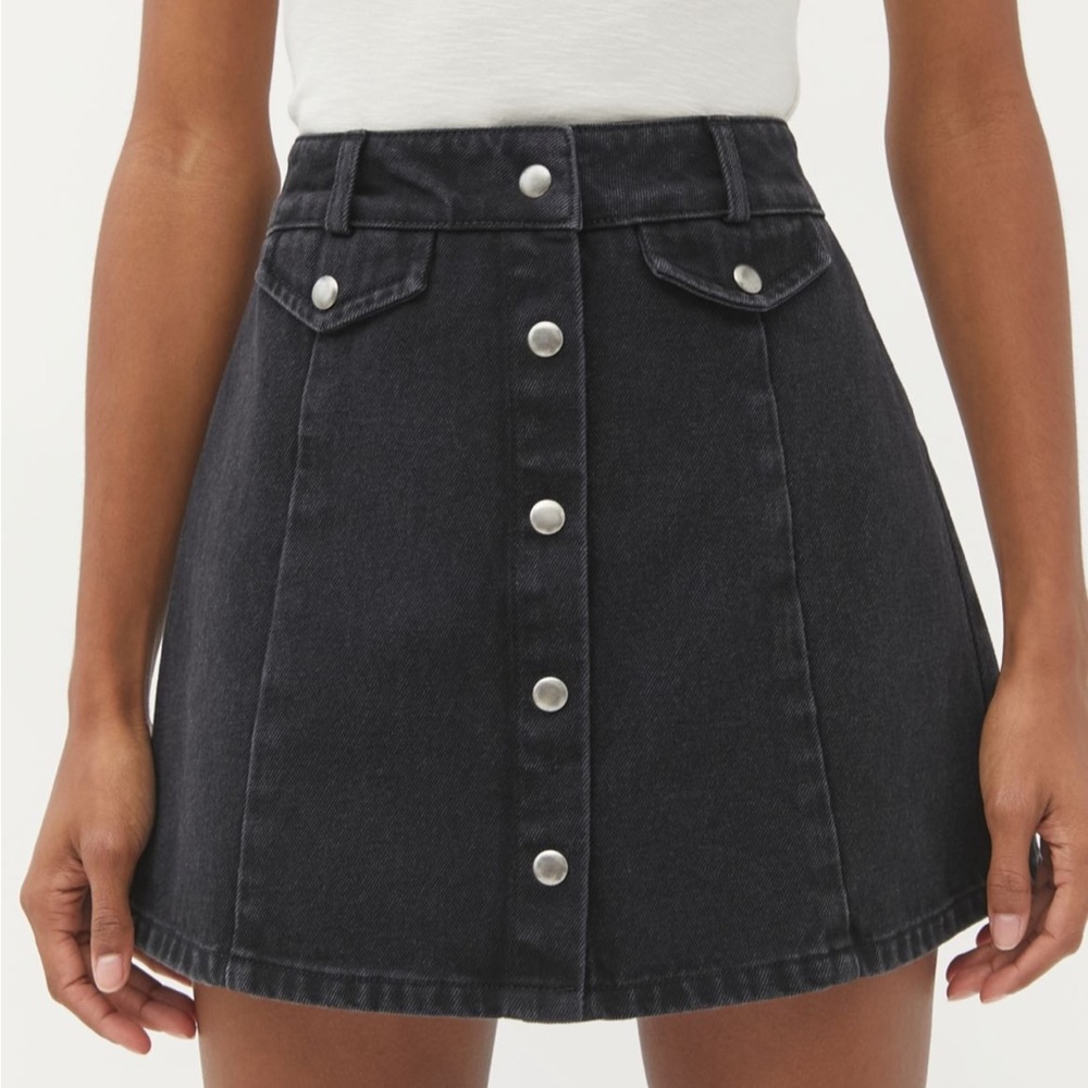 BDG Sadie Denim Button-Front Mini Skirt | Small